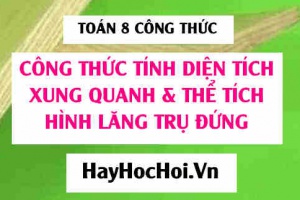 Lăng trụ đứng: Công thức tính diện tích xung quanh và công thức tính thể tích của hình lăng trụ đứng - Toán lớp 8